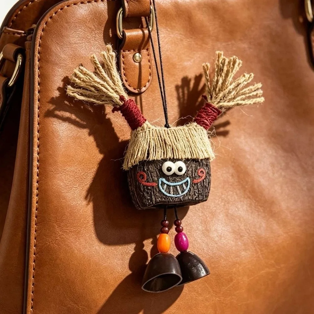 Vintage Nut Shell Funny Tongue Doll Keychain Lightweight Fabric Key Pendant Creative Rope Creative Ornament Student
