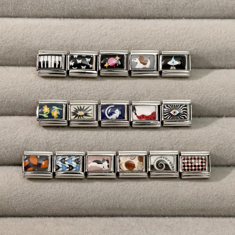 Nuovi adorabili collegamenti con ciondoli italiani per gatti e cani da compagnia adatti per bracciale in acciaio inossidabile da 9 mm, donna, uomo, creazione di gioielli fai da te