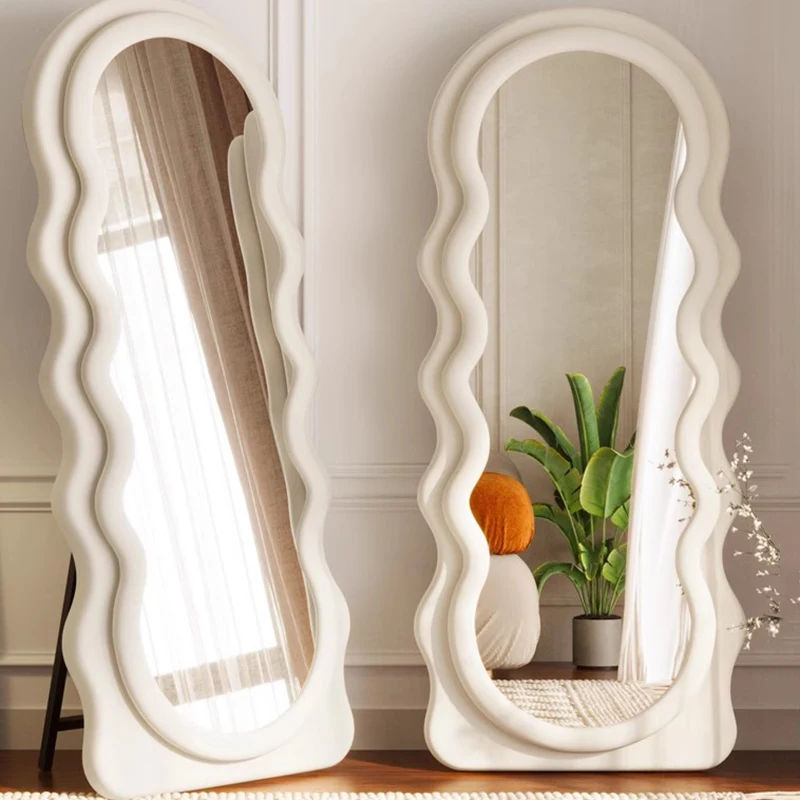 

Wavy Irregular Mirror Living Room Modern Vanity Girls Standing Mirror Full Body Aesthetic Nordic Espelhos Home Decorations