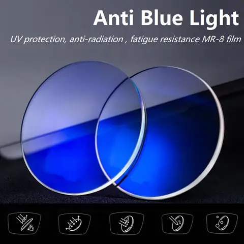 MR8 Super Tough Anti Blue Light Blocking Lenses Aspheric Surface 1.56/1.61/1.67/1.74 Blu-ray Optical Myopia Prescription Lens