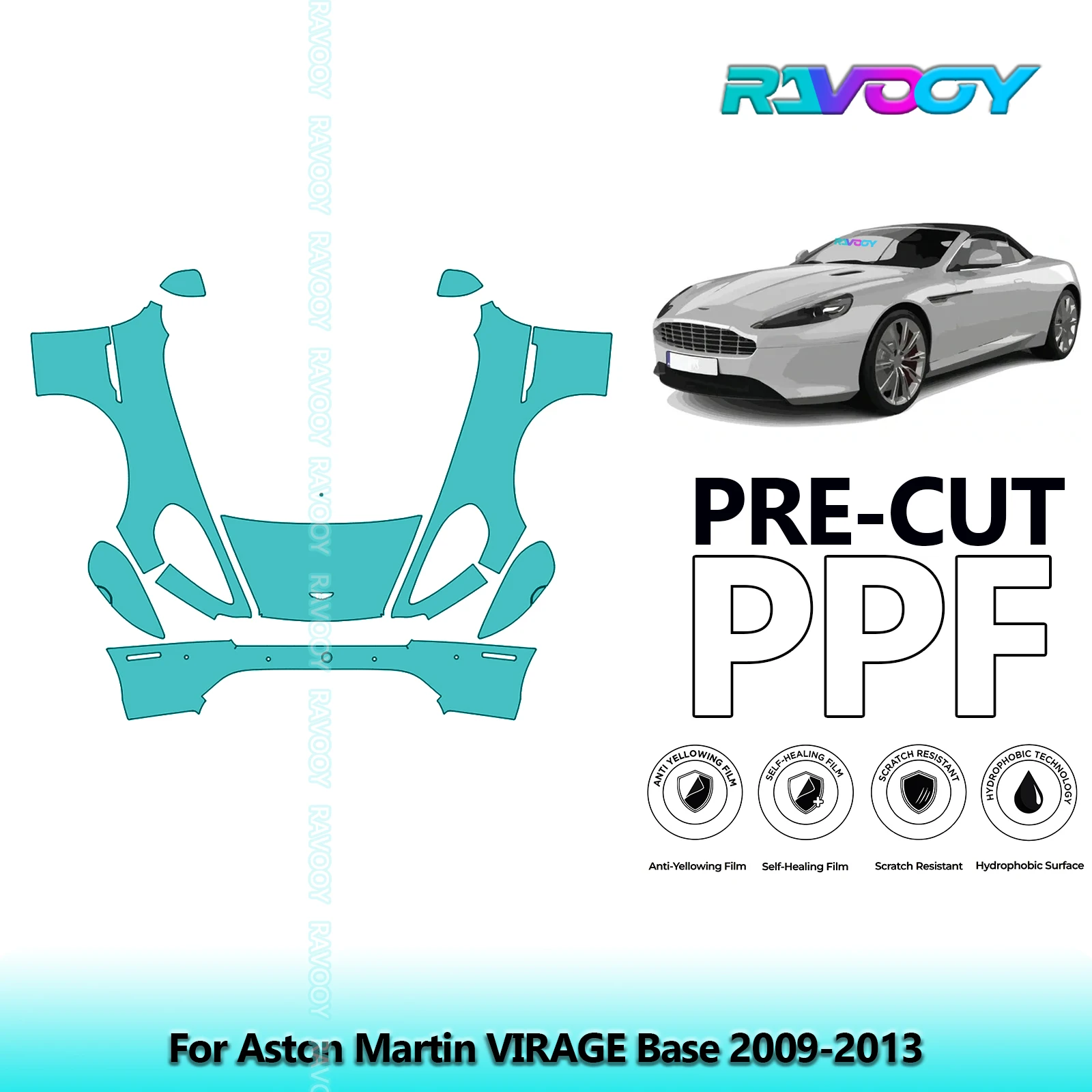 

Front Kit+Rockers Clear Bra Precut PPF Paint Protection Film For Aston Martin VIRAGE Base 2009-2013