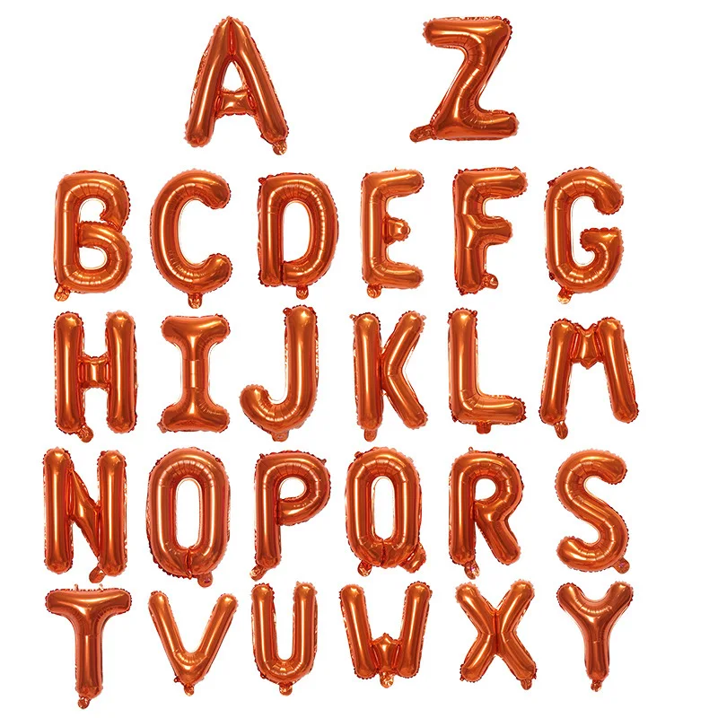 16-Inch English letter orange aluminum film balloon creative decoration, letter aluminum foil balloon