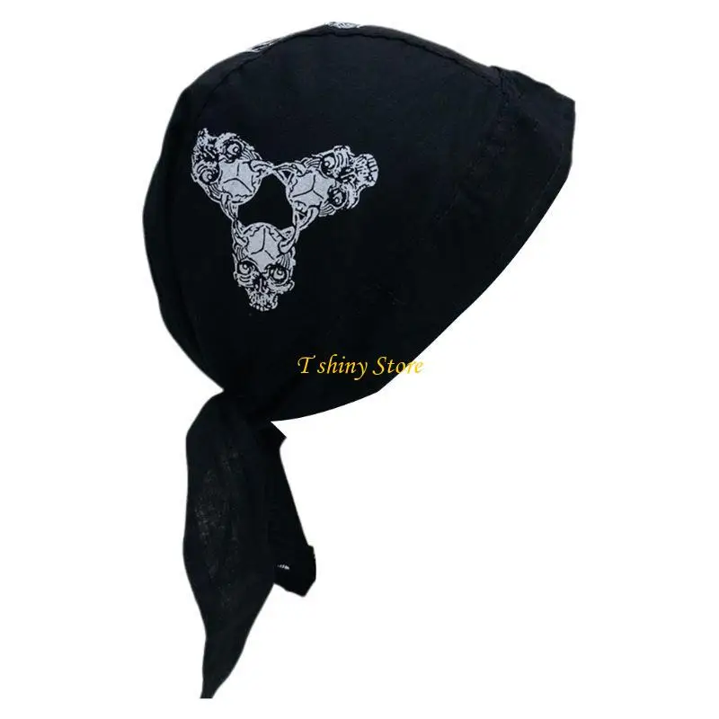 N58F Skull Cap Pirate Hat Cycling Bandana Cotton Motorcycle Biker Cooling Head Wrap Beanie Breathable Helmet Liner Beanie
