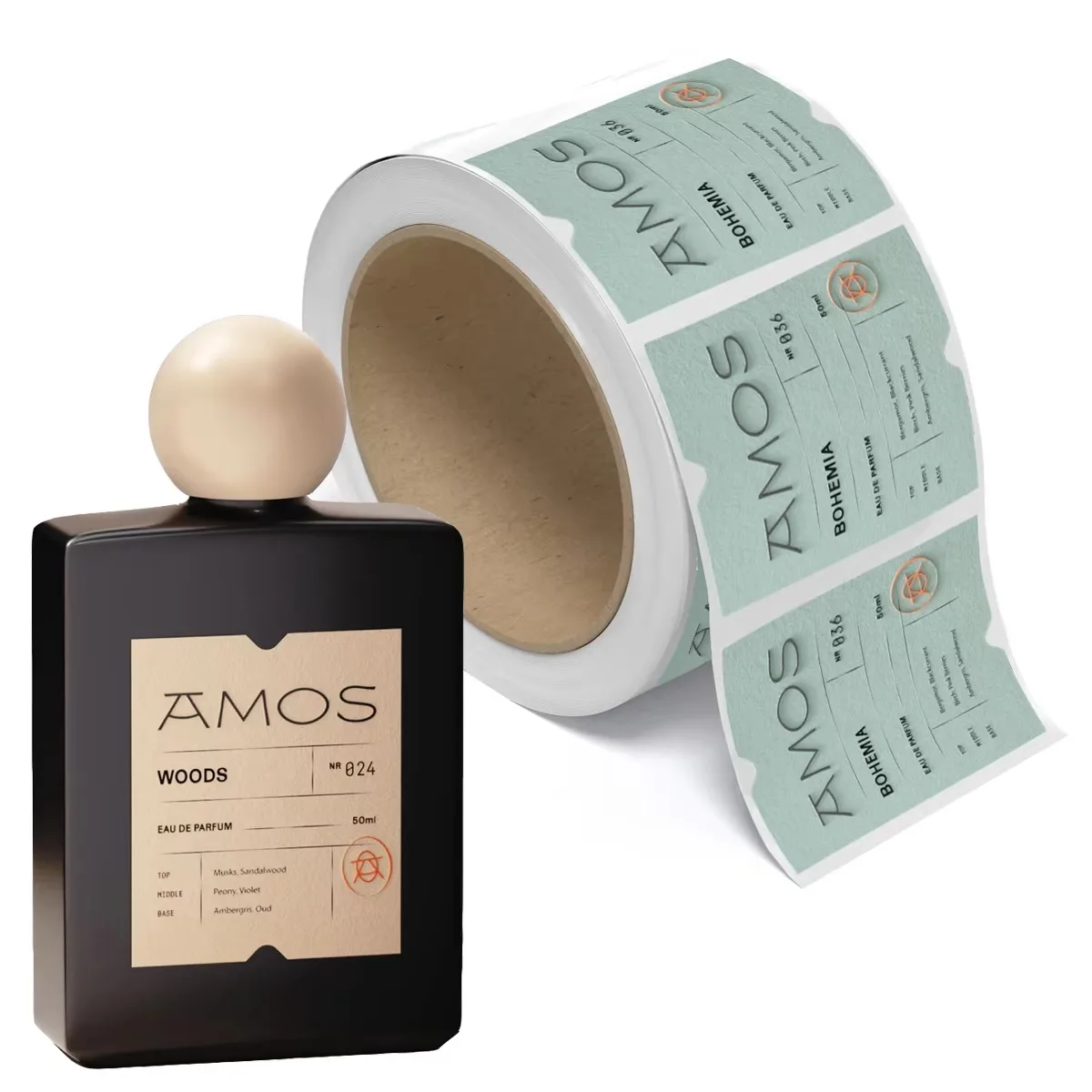 Perfume Label Stickers | Raised Spot UV | Textured Paper | Custom Adhesive Cosmetic Packaging Labels