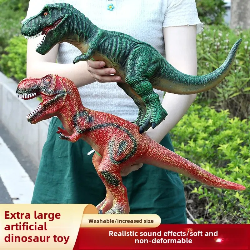 Giant Simulation Soft Rubber Dinosaur Toy Sound Effect Fearsome Dragon Triangle Animal Model For Men Women's Children's Stall