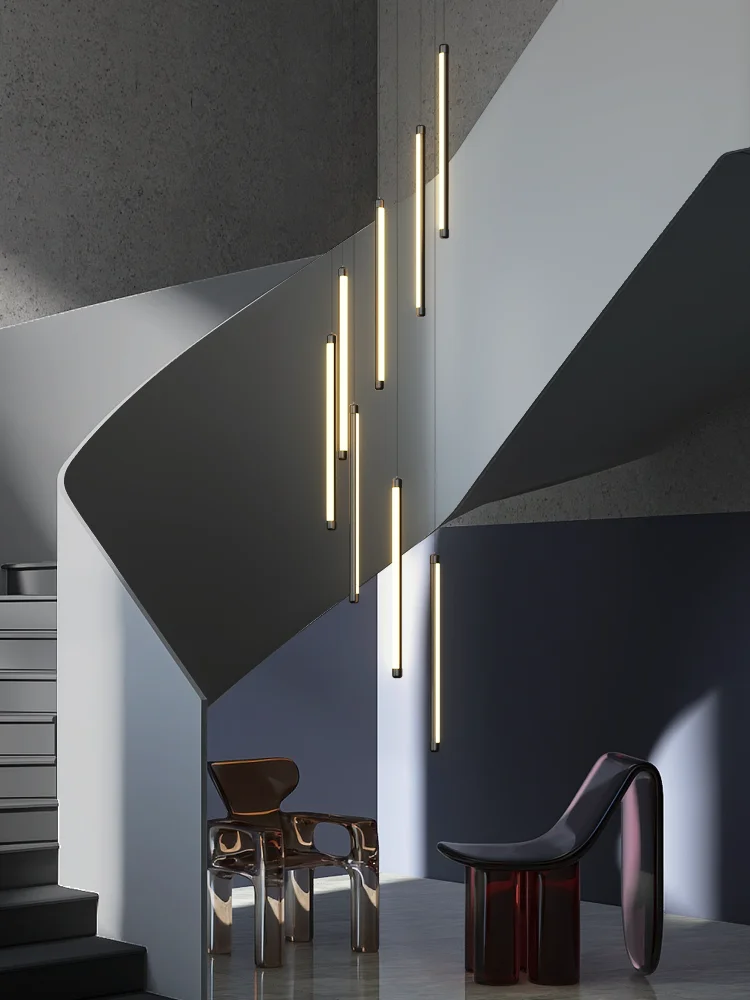 Plafonnier LED Suspendu en Spirale, Design Moderne, Luminaire Décoratif d'Nik, Idéal pour un Loft, un Salon, une Villa ou des Escaliers, Disponible en Noir