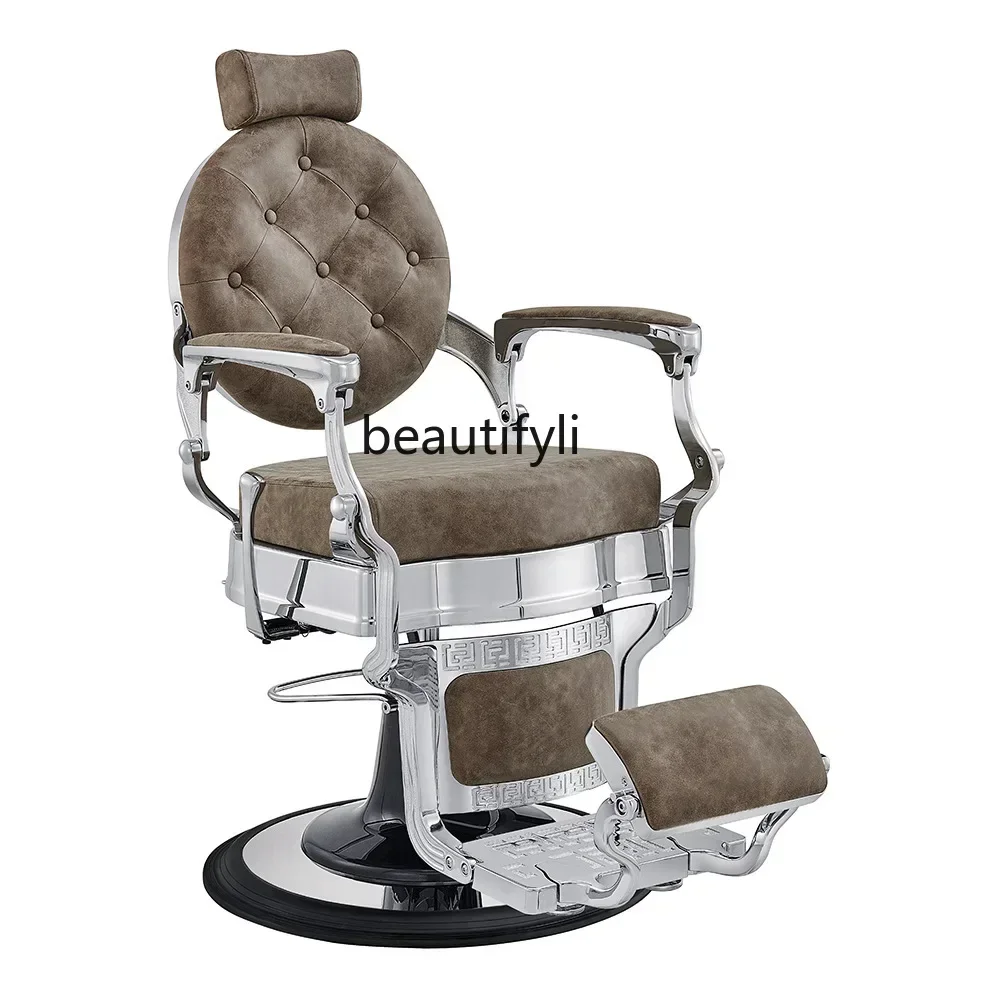 TTT  Modern high-end British retro men's barber chair oil head chair barber shop salon beauty salon