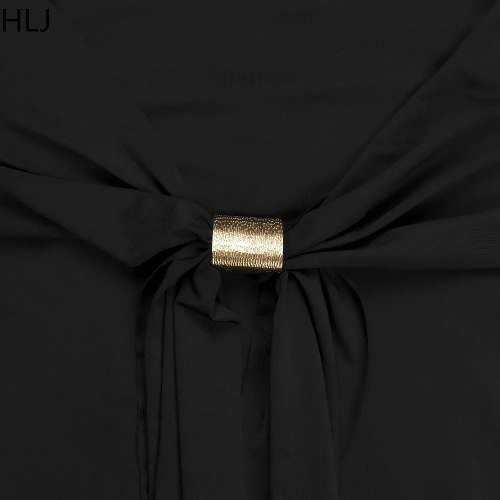 HLJ elegante ruches patchwork bodycon jurken voor vrouw effen kleur mouwloze backless jurk vrouwelijke streetwear vestidos nieuw