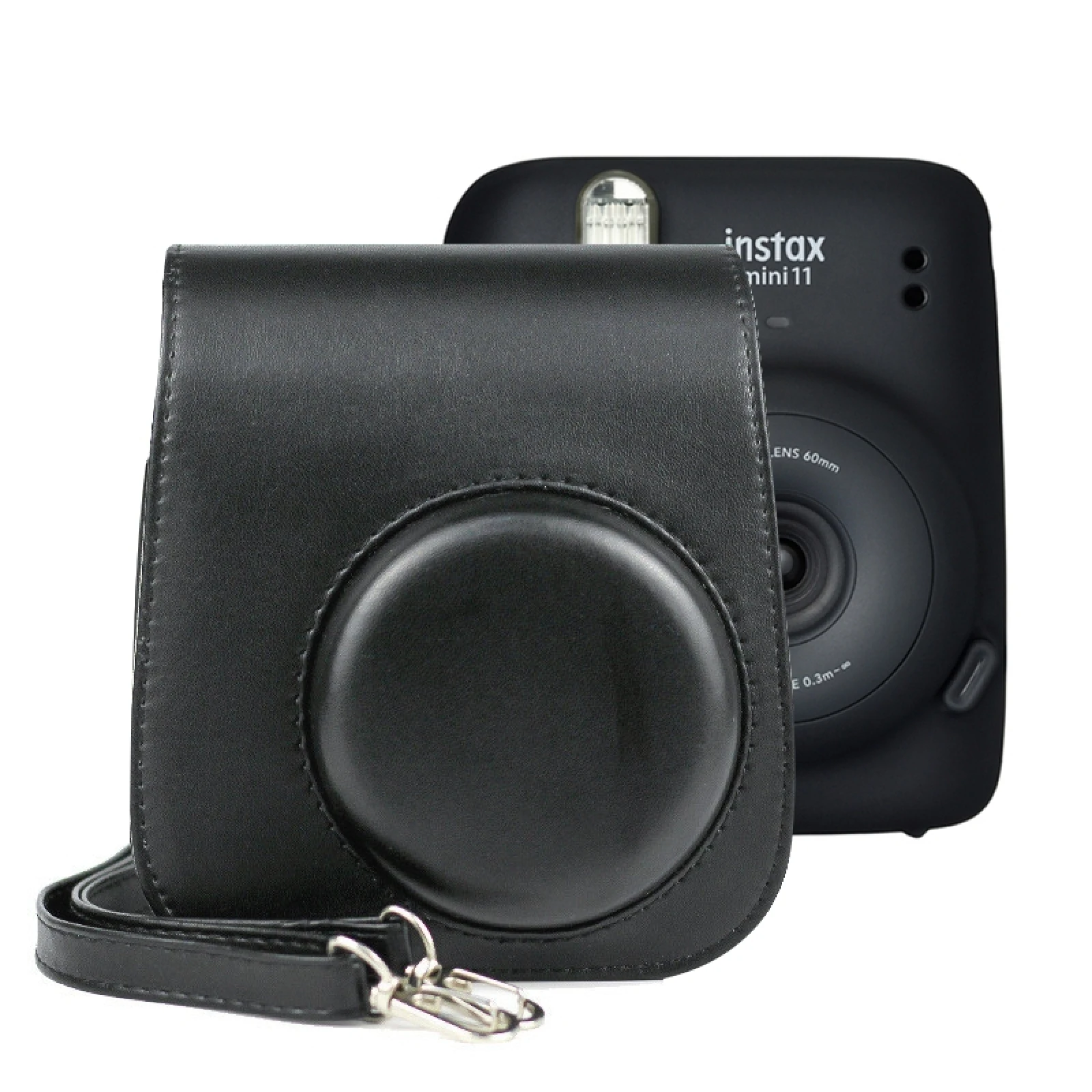 Solid Color Full Body Camera Leather Case Bag with Strap for FUJIFILM Instax mini 11