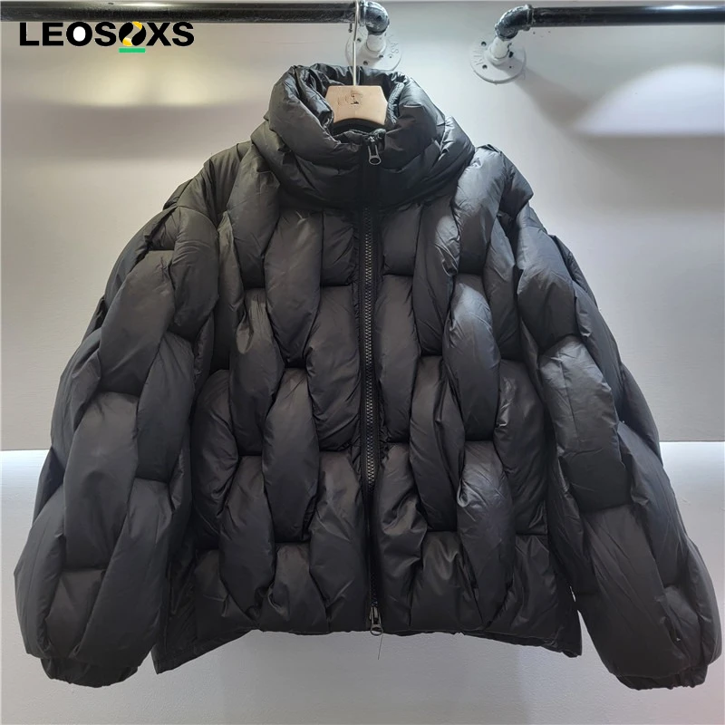 

Loose Plaid Thicken Pleated Women Coat Elegant Lapel Long Sleeve Pocket Zippers Female Jacket Y2K2025 Autumn Winter Lady Outwear