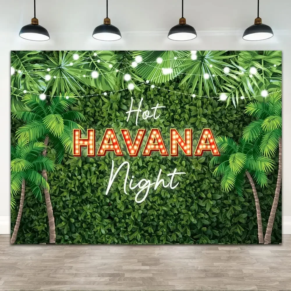 Havana Nights Summer Tropical Palm Leaves Hawaii Aloha Luau birthday party photo background photography backdrop banner studio