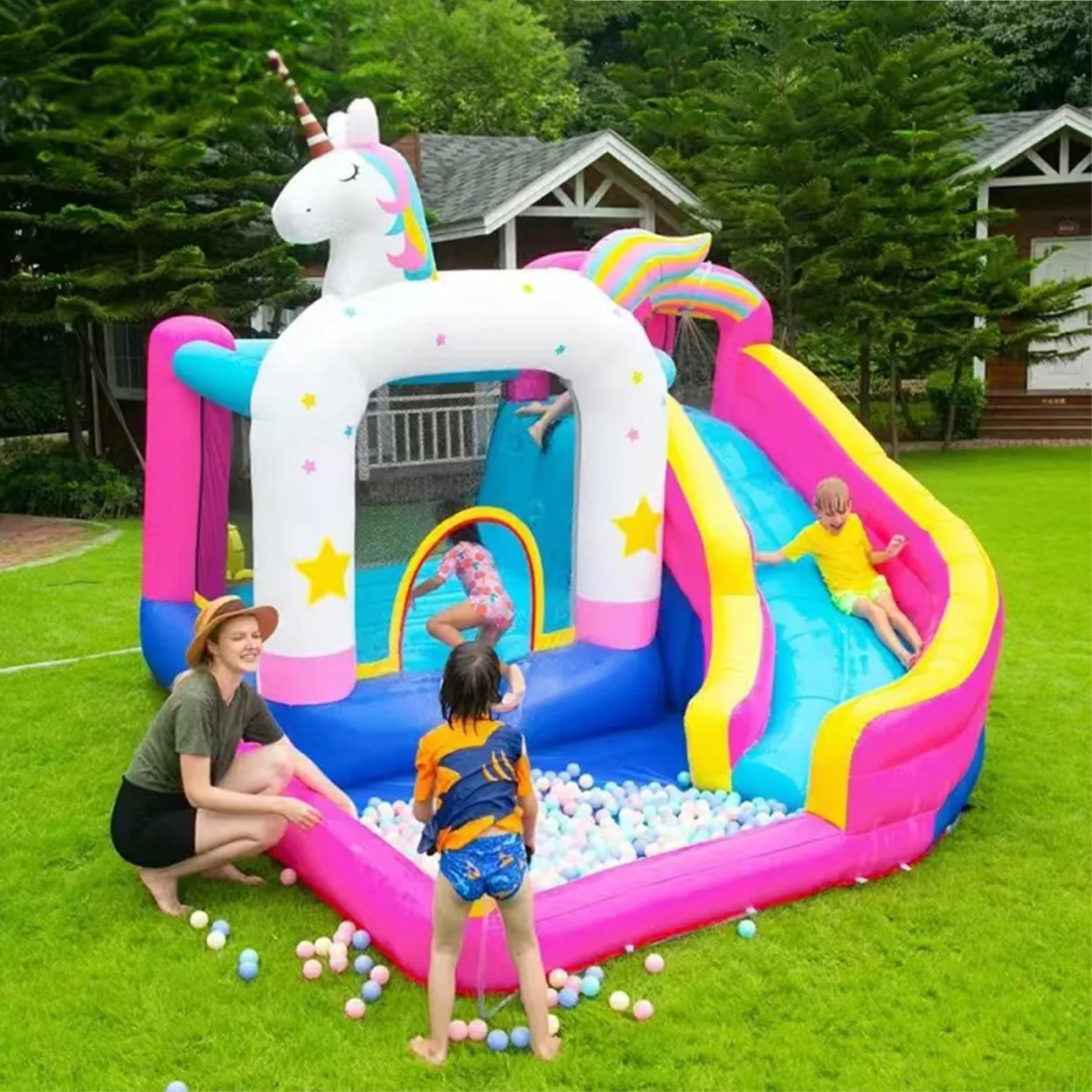 Children's Home Inflatable Castle Children's Paradise Home Inflatable Slide Air Cushion Inflatable Trampoline