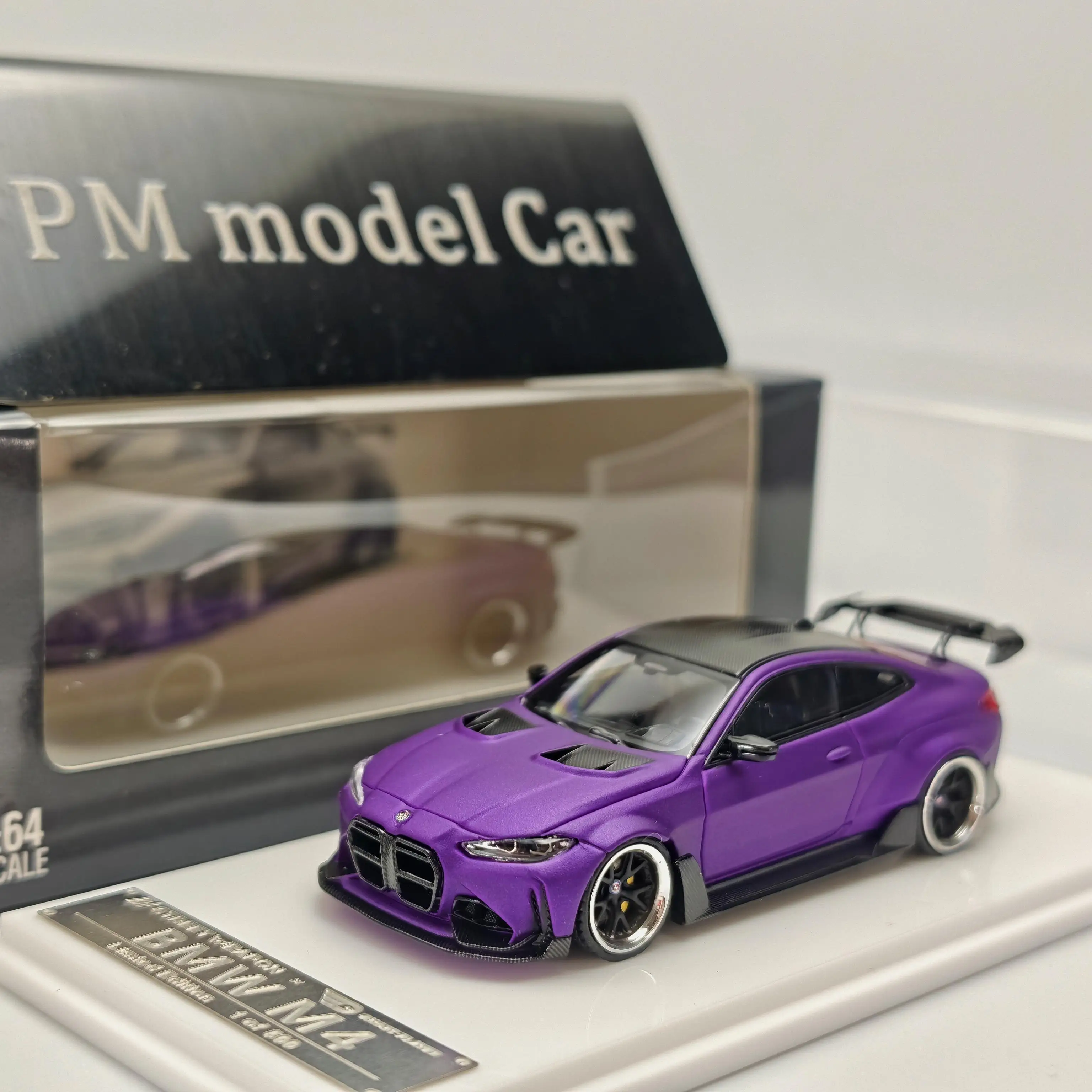 SW 1:64 BMW G82 M4 Widebody Modified Matte Purple Alloy Diecast Model Car Collectible Gift Ornament