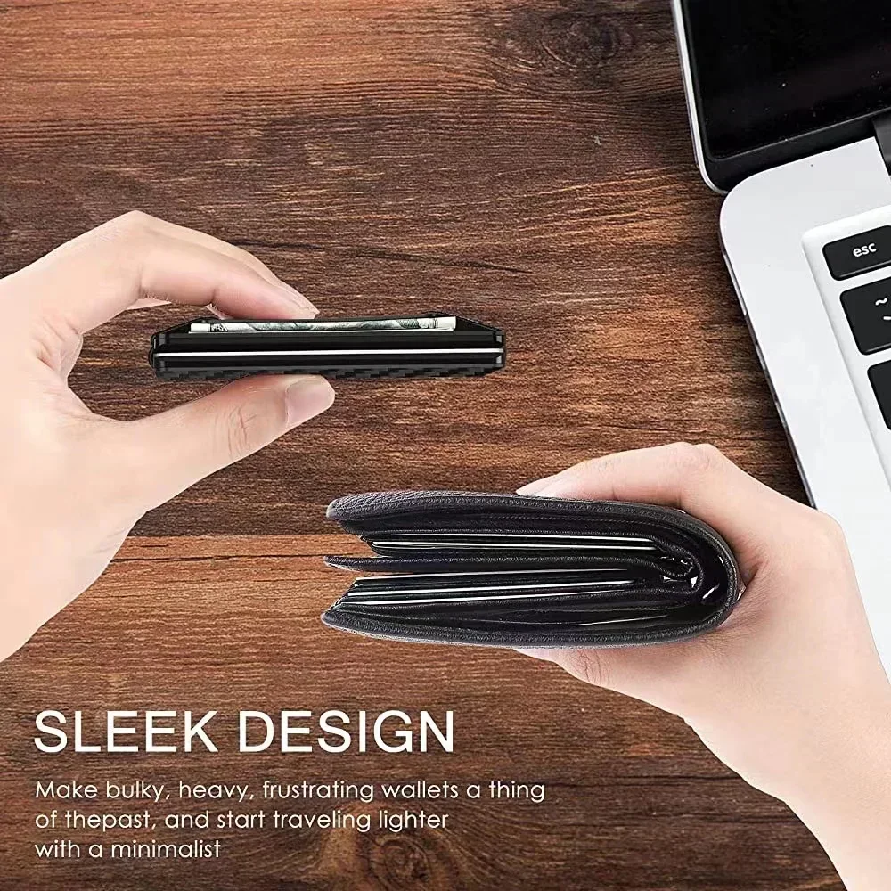 تتفاعل حامل بطاقة الأعمال ألياف الكربون حامل بطاقة محافظ الرجال النساء سليم رقيقة حافظة بطاقات صغيرة محفظة الذكور أكياس المال بطاقة متعددة #6