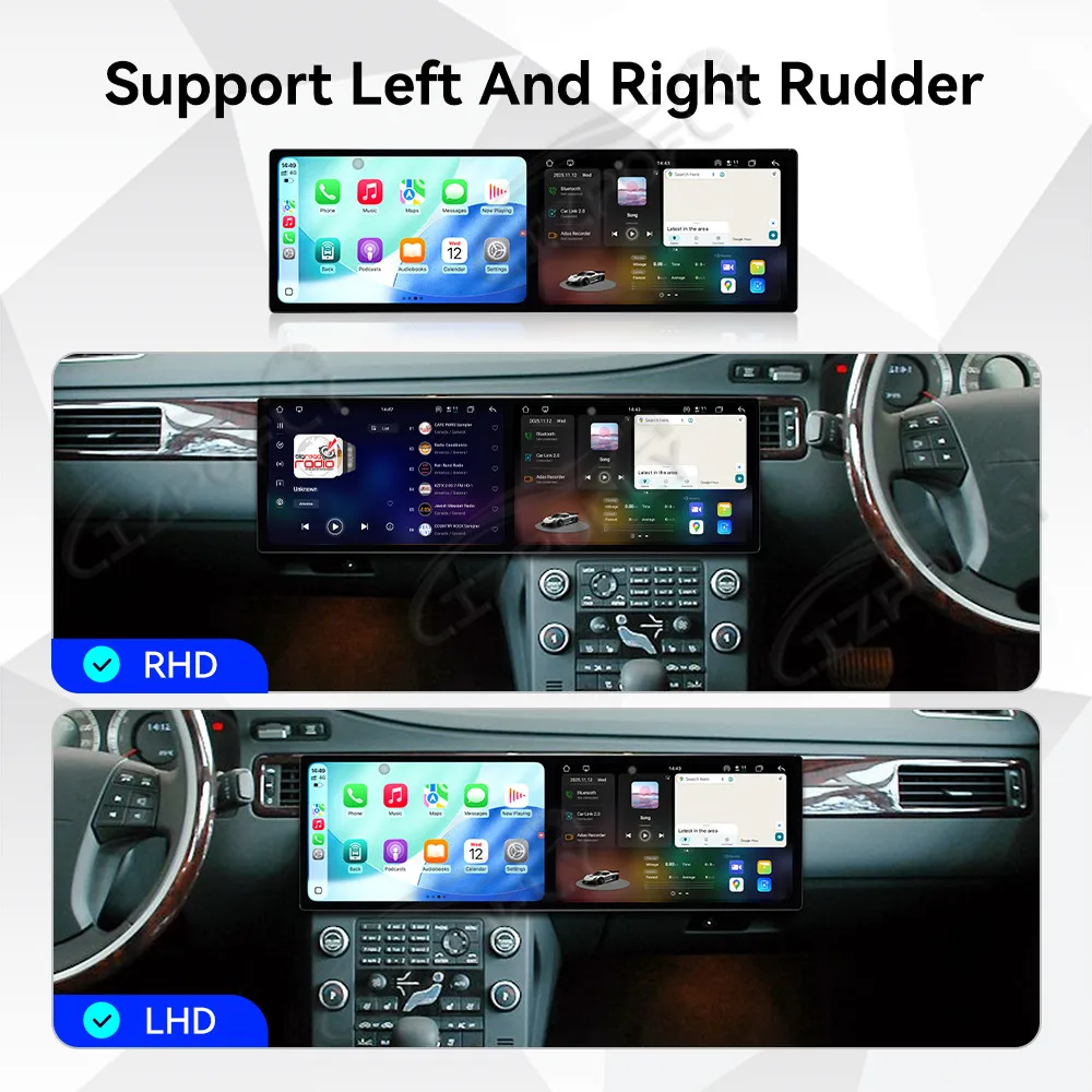 Dual 10.1 Inch Android 15 CarPlay Car Radio For Volvo S80 2006 Touch Screen Multimedia Player GPS Navigation 4G WIFI DSP