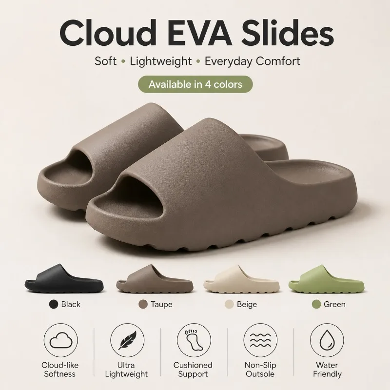 

EVA High quality House Slippers Soft Thick Soled Fashion Slippers Slides Beach Sandals for Men and Women Super Soft Slippers