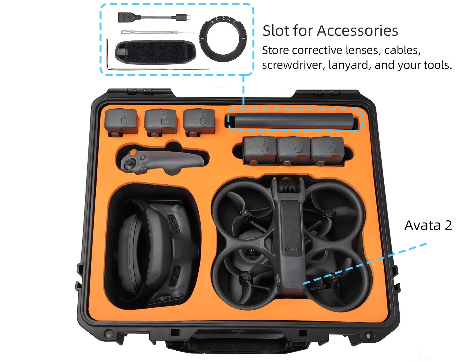 For DJI Avata 2 Waterproof Safety Case Organizer Bag Drop Protective Case Outdoor Large Capacity Suitcase Accessories