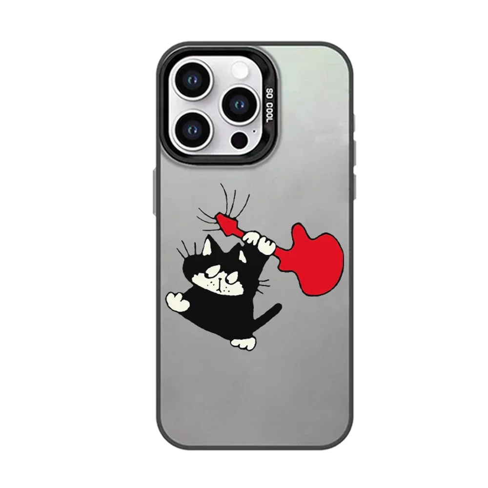 Casing Anime lucu kucing cocok untuk iPhone 15 16 Plus 11 12 13 14 Pro Max XR penutup tahan gores plastik keras untuk pasangan