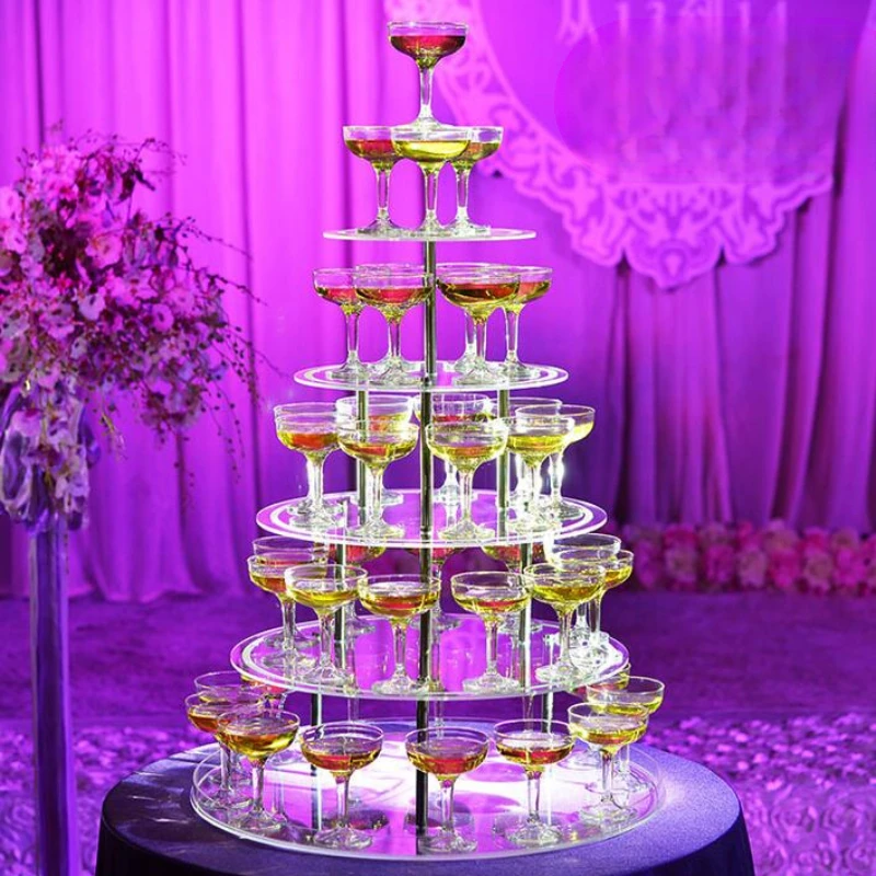 

Birthday ceremony wedding creative layout acrylic five layer round wine tower wedding props champagne tower