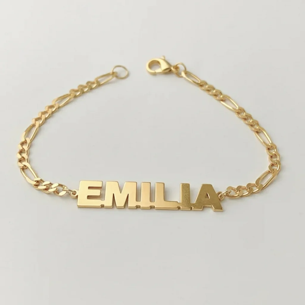 

Custom Name Bracelet with 3mm Figaro Chain Personalized 18K Gold Plated ID Letters Pendant Bracelet for Men Women Jewelry Gifts