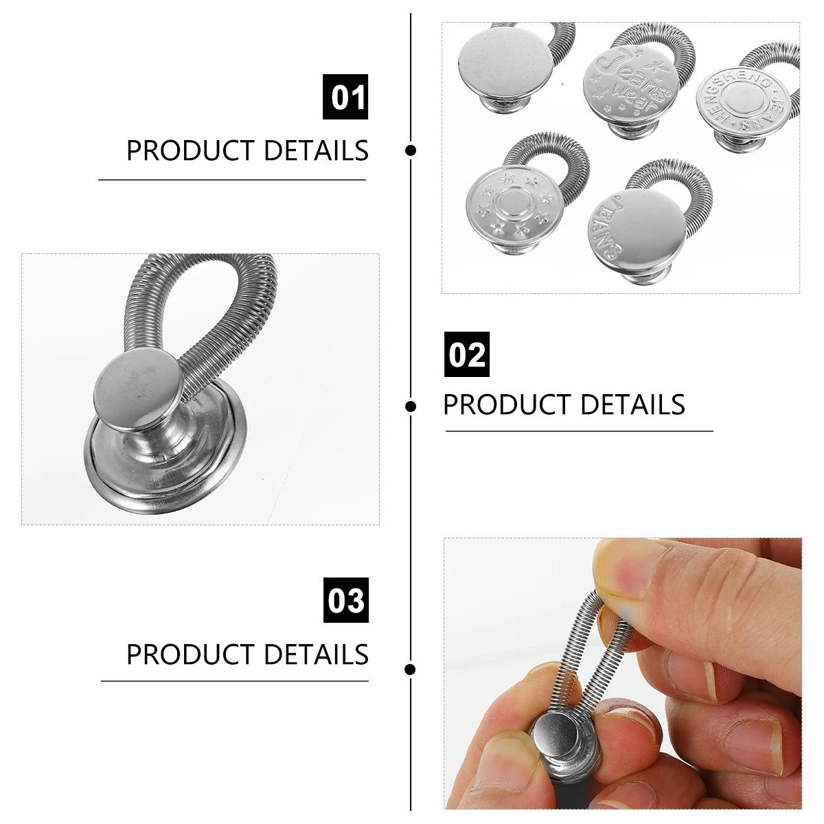 

5 pcs Waist For Jeans Adjustable Metal Pant Waist Extender Buttons Durable Jeans Elastic Extender Handicraft Sewing Supplies