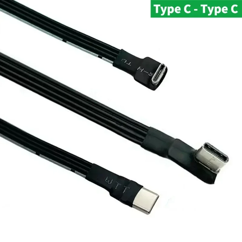 20CM 30CM 10CM USB 2.0 Type-C Band Flat Cable Type C Extension FPC Cable USB 2.0 USB-C 90° Up/Down Angled Plug 5Cm-3M For TV PC