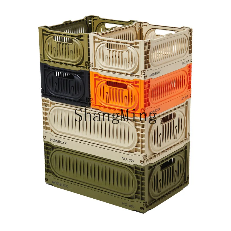 

DSA Folding Storage Basket Outdoor Camping Folding Storage Basket Car Mounted Wooden Lid Organizer Box