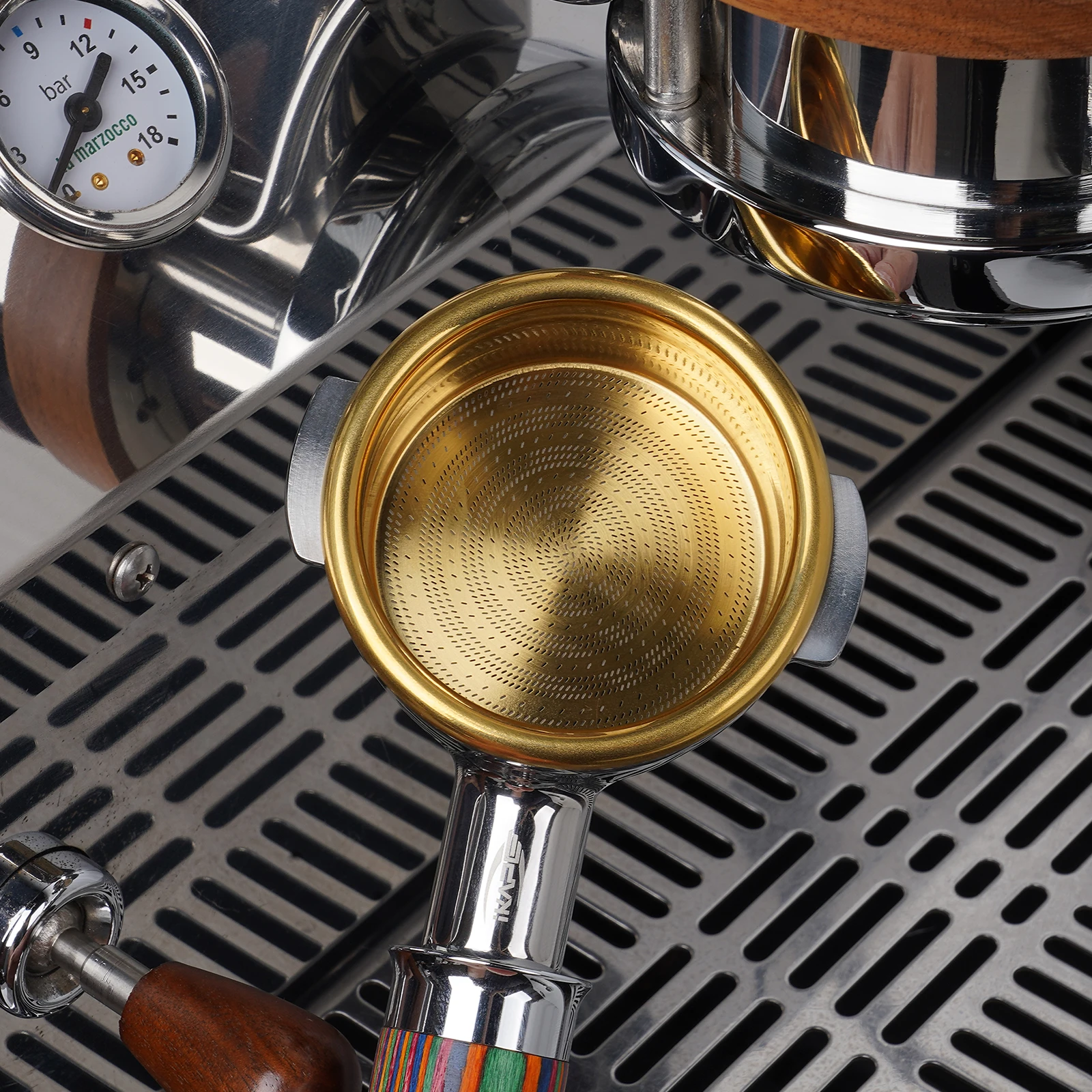 IKAPE Precision High Extraction Espresso Filter Basket -Clockwork, Stainless Steel Filter Basket for Bottomless Portafilter