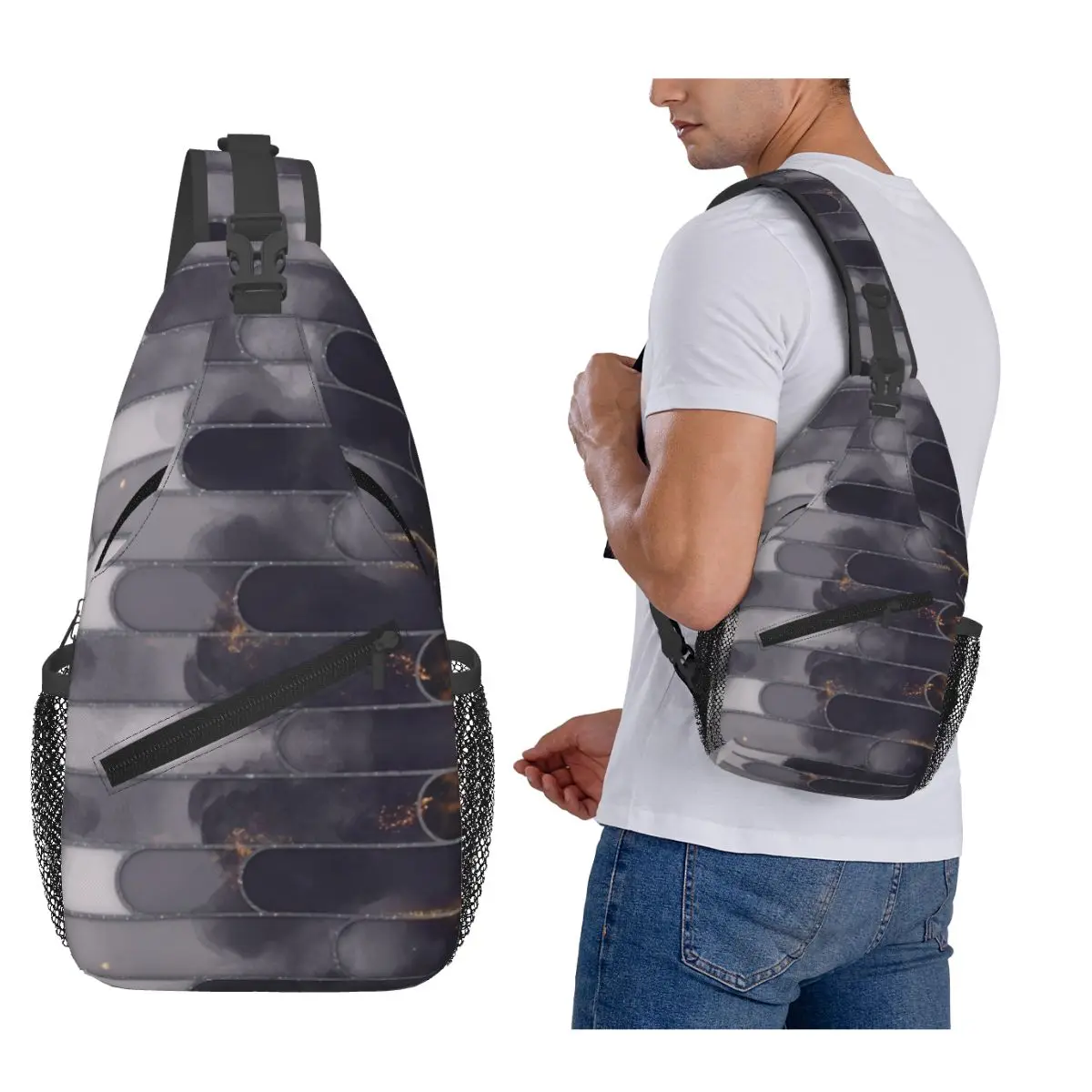 

Абстрактная нагрудная сумка для городского сгорания, мужской рюкзак через плечо, нагрудная сумка, дорожный походный рюкзак, сумка на плечо