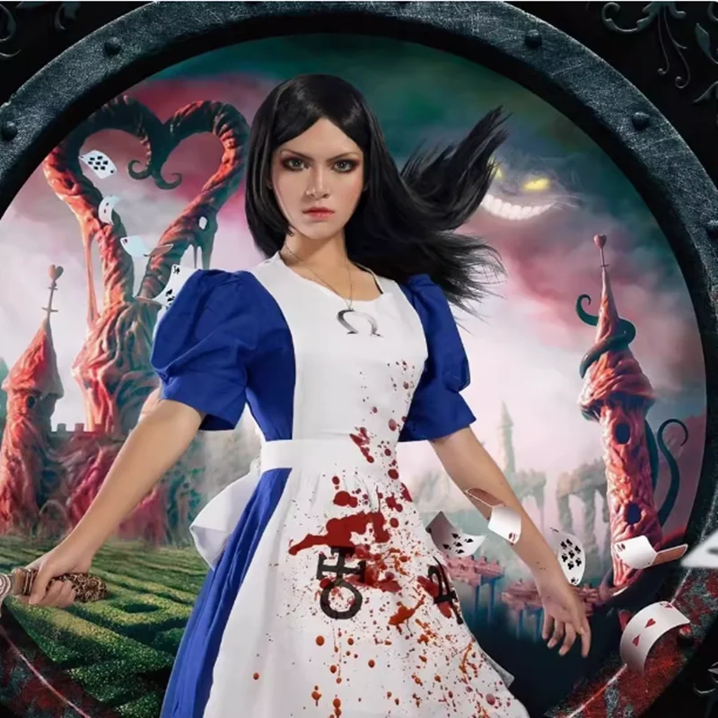 

Anime Alice Princess Dress Maid Apron Dress Game Madness Returns Alice Cosplay Costume For Women Girls Halloween Party