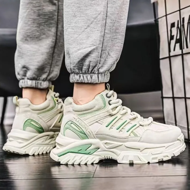 الرجال عالية أعلى أحذية رياضية خريف 2025 جديد عالية أعلى حذاء من الجلد حذاء كاجوال مريح في الهواء الطلق احذية الجري عالية الجودة Zapatillas