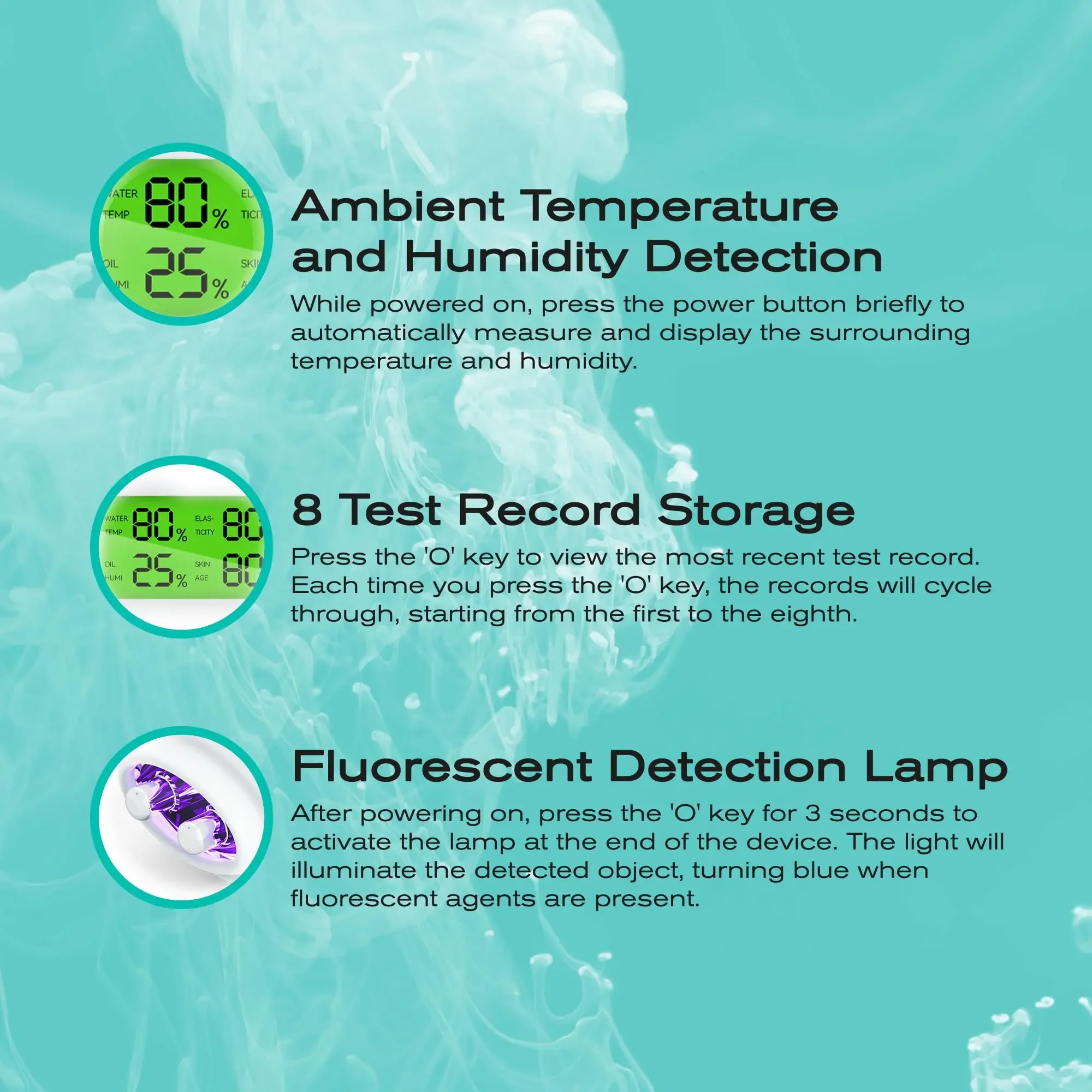 肌水分計モニター、肌の油分と水分レベルを正確に監視する肌分析装置