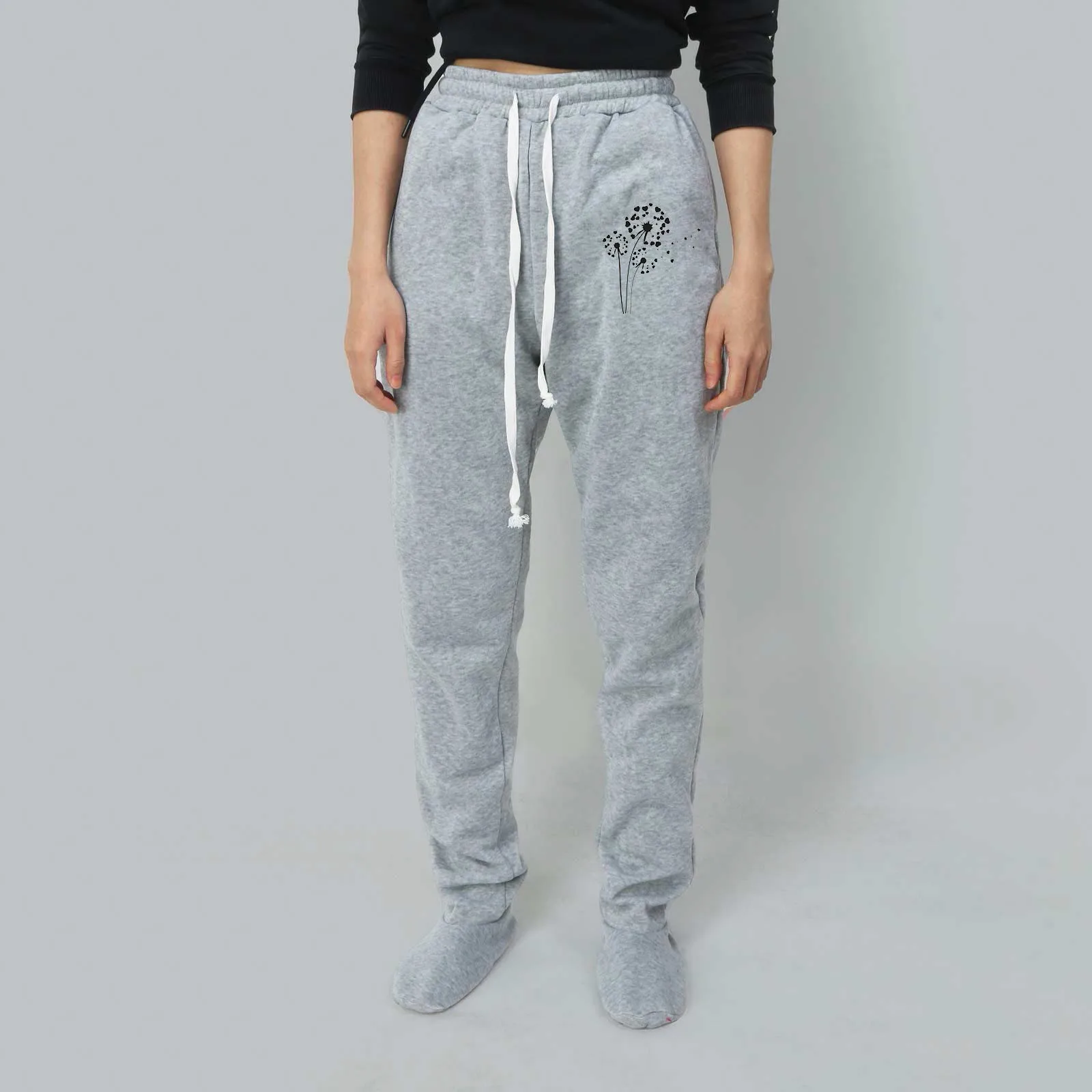 women Winter Footed Sweatpants With Fleece Lined Feet, Extremely Soft And Warm Footing With Thick fleece Elastic Waist Leg Pants