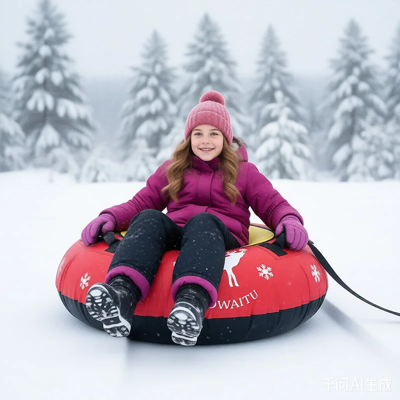 48inch / 122cm Nylon Cover Inflatable Snow Tube Sled for Winter Play Equipment, Durable Bottom, 1 Rider