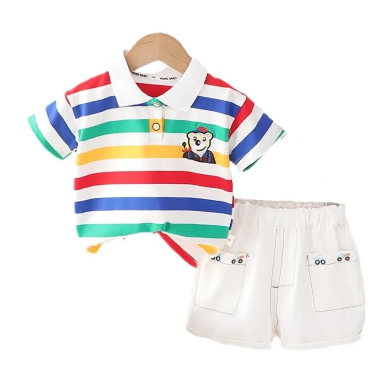 

New Summer Fashion Baby Girls Clothes Suit Children Boys Striped T-Shirt Shorts 2Pcs/Sets Toddler Casual Costume Kids Sportswear