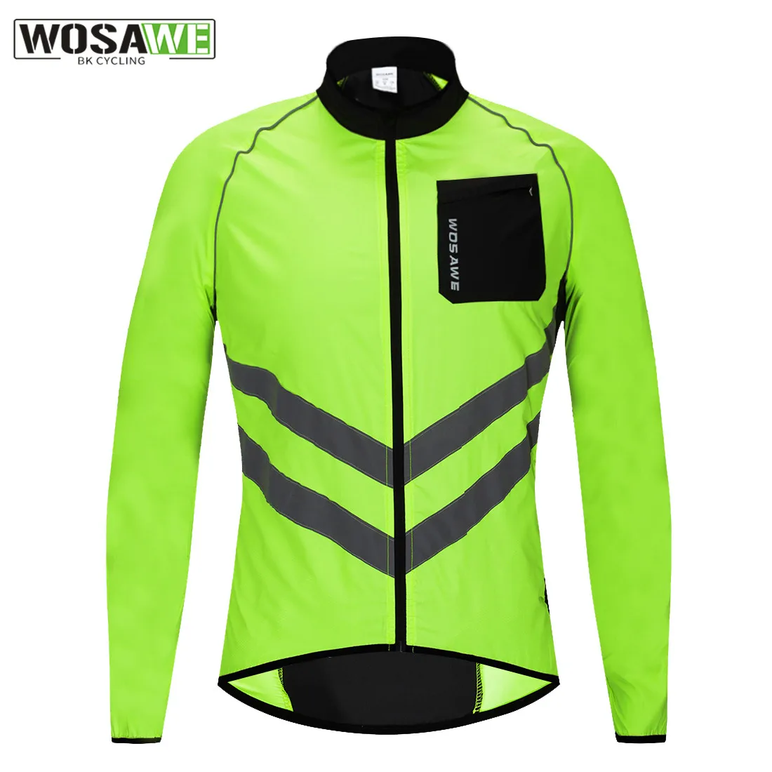 WOSAWE Men\'s Windbreaker Cycling Jacket Breathable Windproof Reflective Strips Water Resistance Bike Bicycle Sports Raincoat