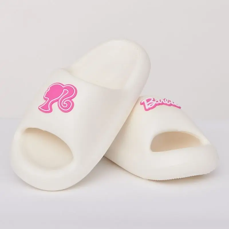 2024 New Kawaii Miniso Barbie Summer Slippers Cute Cartoon Anti-Slip Anti-Odor Women\'s Sandals Bathroom Outdoor Flip Flops