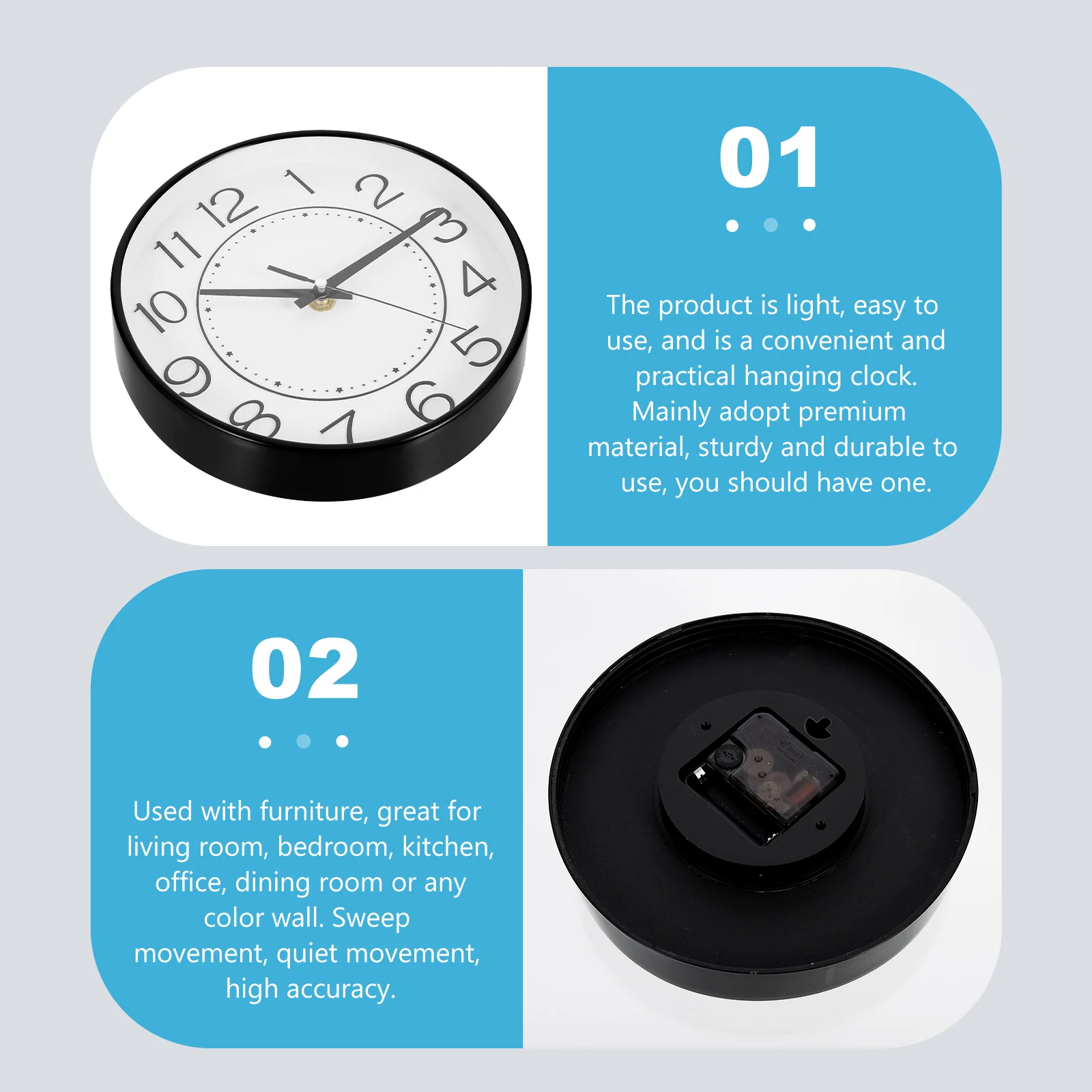 

Quartz Wall Clock Glass Hanging Home Office Decor Mute Operated Stylish Chic Modern Practical Housewarming Gift