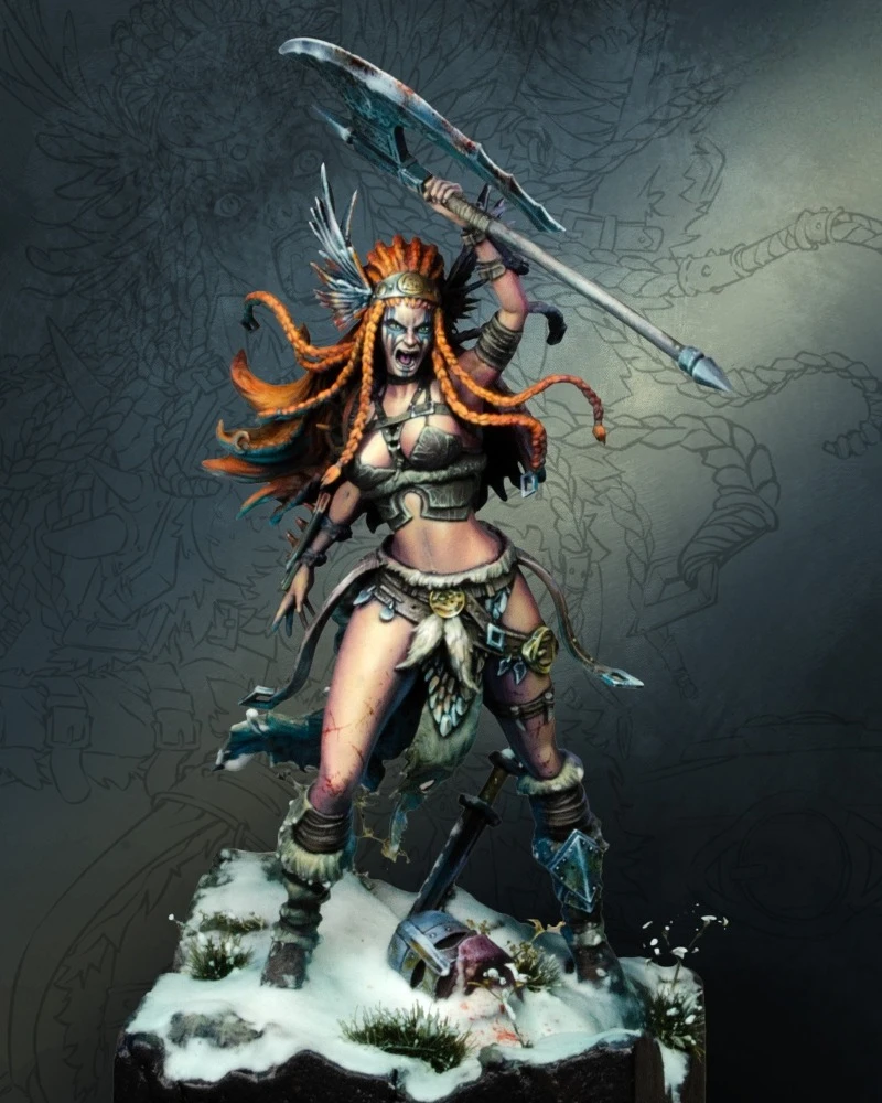 

1/24 Scale 75mm Die-Cast Resin Figure Model Kit Barbarian Female Warrior Hobby Miniature Toys Unassembled Unpainted DIY Diorama