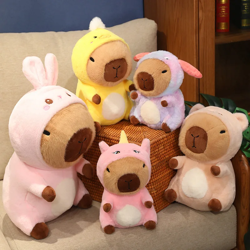 Cute Cartoon Dressed Capybara Plush Toys Lovely Capybara  Doggy Bunny Duck Unicorn Funny Toys For Children Home Decor