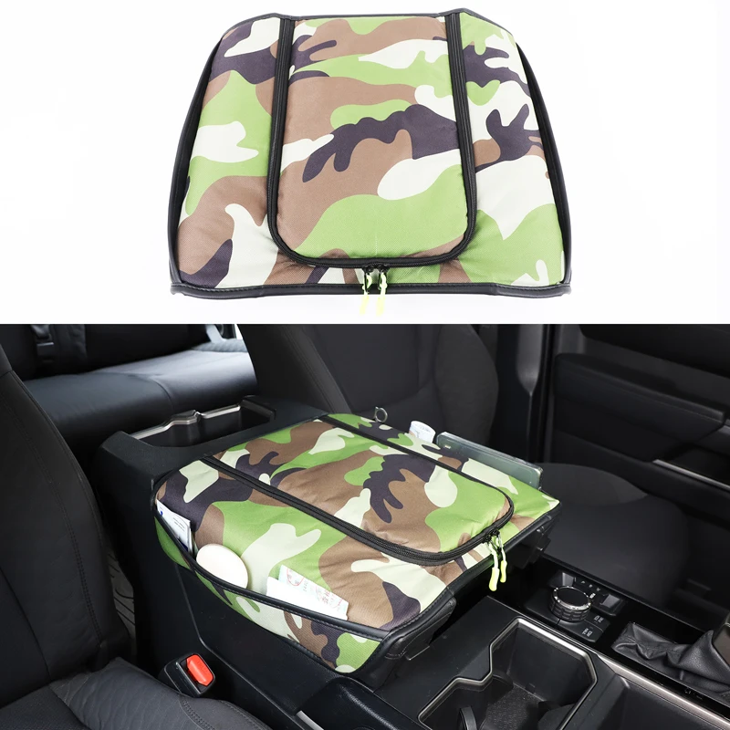 

For Toyota Tundra Sequoia 2022-2025 Leather Camouflage Car Armrest Box Cover Storage Bag Trim Interior Car Accessories