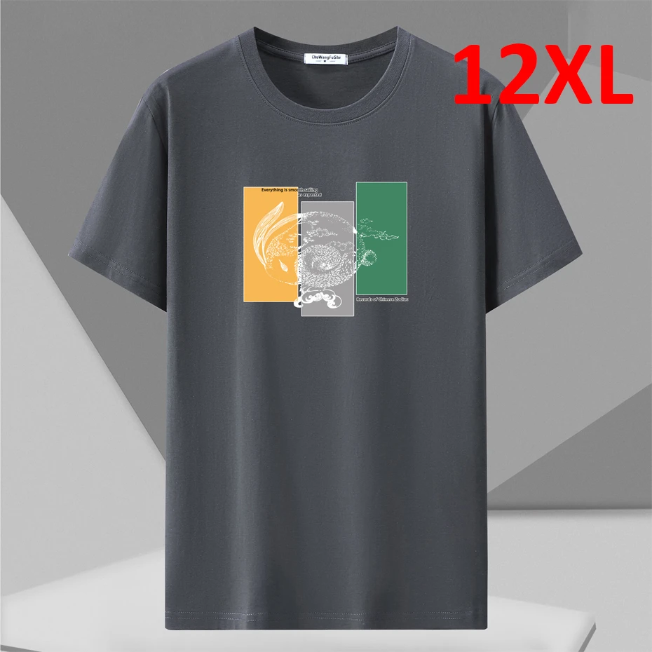 Plus Größe 10XL 12XL T-shirt Männer Sommer Kurzarm T-shirt Baumwolle Lässig Druck Hemd Männlich Großen Größe 12XL Tops Tees 9 farbe