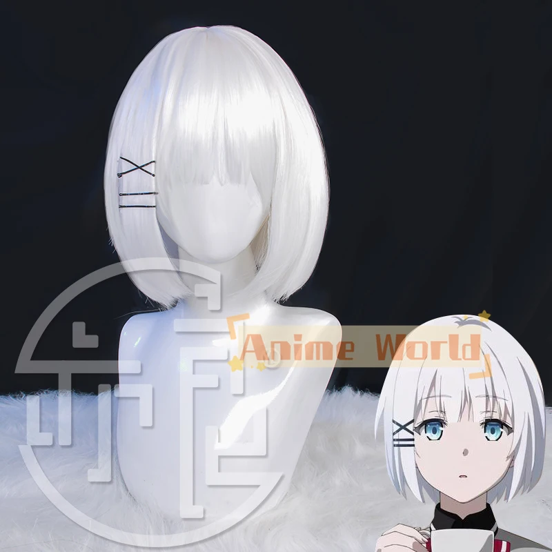 La detective esta muerta Siesta Cosplay Wig The Detective Is Already Dead White Short Wig Heat Resistant Fiber Hair Wig Cap