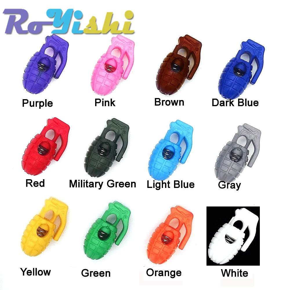13Pcs/Pack Mix Colors For Pick Cord Lock Stopper For Paracord Plastic Hand Grenade Style Toggle