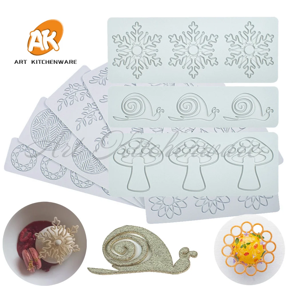 

Snails Mushroom Design Silicone Cake Lace Mold Cake Decorating Tool Border Decoration Lace Mold kitchen Baking Tool