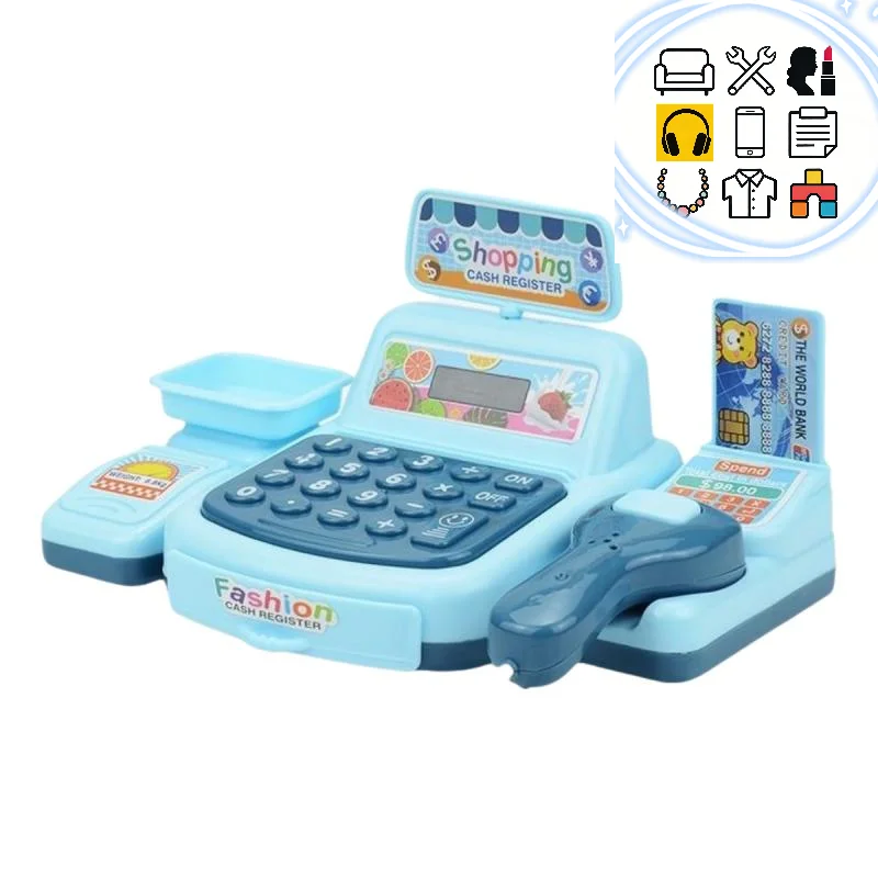 Juego de Juguetes de Caja Registradora de Supermercado con Luces y Sonidos Electrónicos, Simulación de Compras
