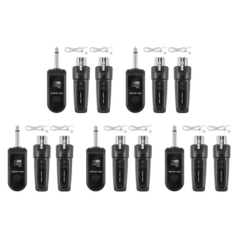 ABKV-5X UHF XLR Adapter System Wireless Microphone Transmitter Receiver For Dynamic Microphone Guitar Audio Mixer PA System
