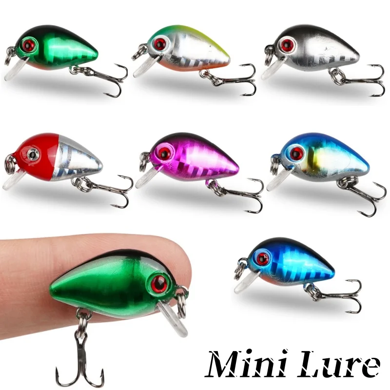 Mini Crankbaits Artificial 3D Eyes Fishing Hard Bait Lifelike Fishing Lure with Trident Hook Topwater Lures for Trout Bass Perch