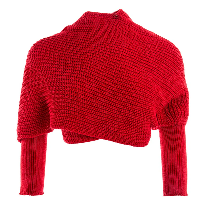 Bufanda multifuncional de invierno para mujer con mangas largas, chal tejido cálido para otoño, bufanda gruesa de Color sólido, capa 2025