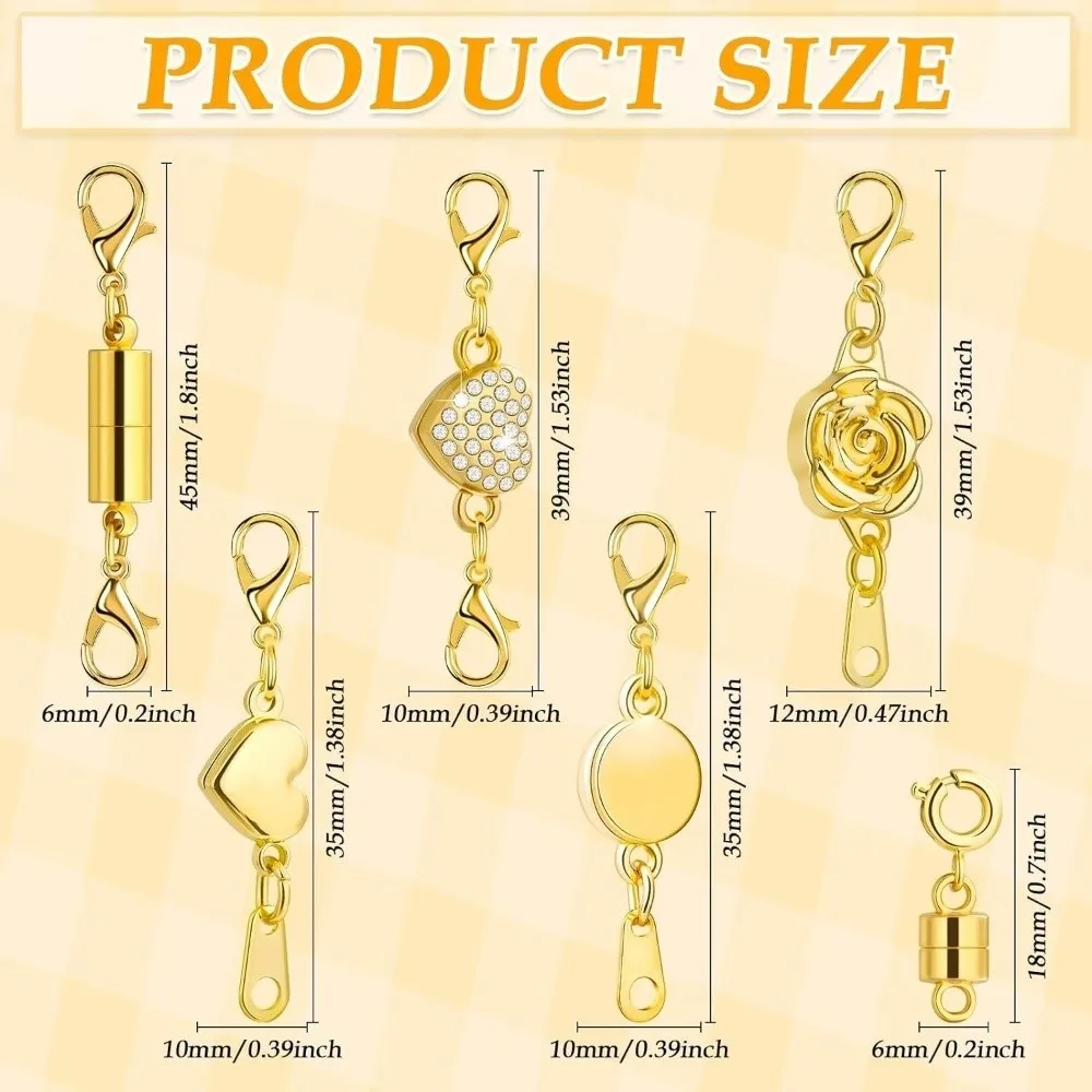 6/12 szt. Złote i Srebrne Magnetyczne Zapięcia do Naszyjników Dwugłowicowe Karabińczyki DIY Naszyjnik Biżuteria Przedłużka Magnetyczne Zamykanie Regulowane